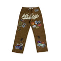 Vale Forever Rhinestone Patchwork Oversized Brown Denim Jeans